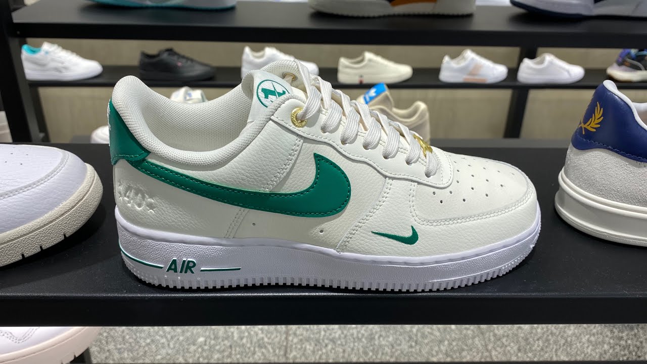 Nike Air Force 1 '07 40th anniversary sneakers in sail white and malachite  green