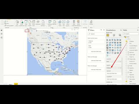 power bi tutorial 7  - map with pie chart