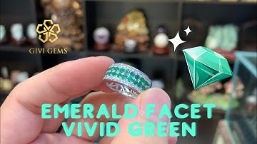 GiviGems | Nhẫn Ngọc Lục Bảo facet thiên nhiên màu nước VIP Vivid Green
