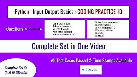 Python Coding Practice 1D : Basic Input-Output Exercises with Solutions  #pythonprogramming #python