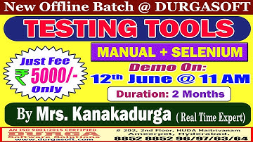 TESTING TOOLS Offline Training @ DURGASOFT