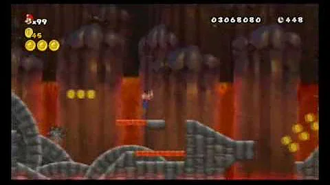 [New Super Mario Bros. Wii] WORLD 8-2 Secret Exit Walkthrough (Goal Pole 1UP)