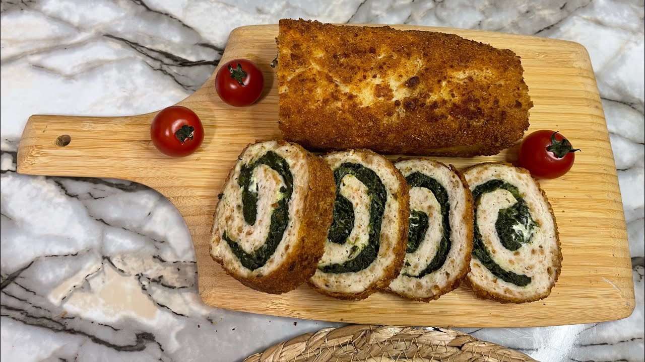 Délicieux roulé poulet épinards 100% réussi /رولي دجاج بالسبانخ من أروع ما يكون