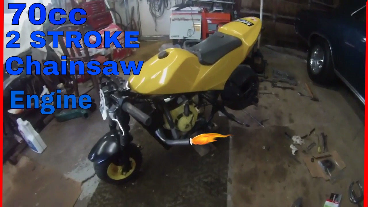 Cateye pocket bike 70cc chainsaw engine swap. - YouTube