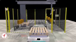 CoppeliaSim AGV & Palletizing Robot Simulation – Industrial Automation Demo