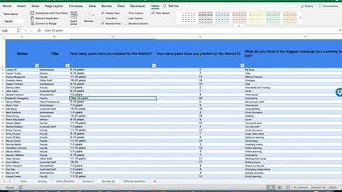 Creating Charts from Survey Data using Excel