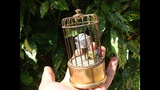Antique Bird  Brass Cage Clock   Automaton  Bird  Cage