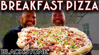 HOW TO MAKE THE BEST BREAKFAST PIZZA ON THE BLACKSTONE GRIDDLE! EASY RECIPE WITH EVERYTHING CRUST