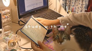 STUDY WITH ME ♡ 1hr real time (piano bgm & fireplace) ʕ •ᴥ•ʔ💗