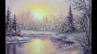 Winter Evening Mood Painting by Andrei Bagno