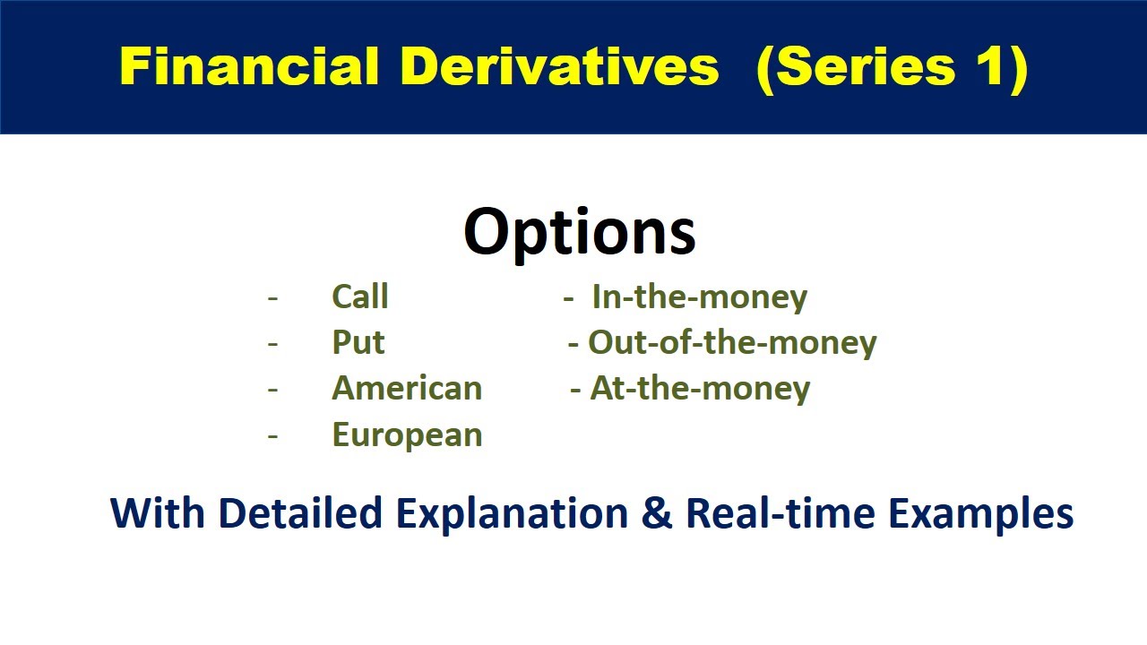 financial derivatives lecture Series 1 options