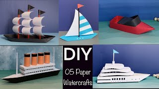 : DIY PAPER WATERCRAFTS: PIRATE SHIP,  SAILBOAT, SPEEDBOAT, TITANIC SHIP & MEGA YACHT I DIY GIFT IDEAS