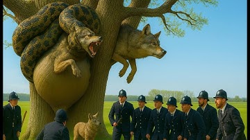 Brave Police Officers Save Wolf and Pup from Giant Python’s Deadly Attack 🐍🐺