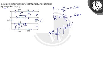 In the circuit shown in figure, find the steady state charge in \( 6 \mu \mathrm{F} \) capacitor...