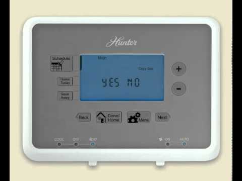 How to Program a Hunter® Five Minute Thermostat (Model 44377) - YouTube