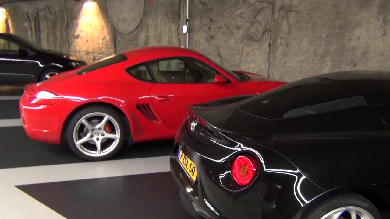 Red Porsche Cayman vs Alfa Romeo 4C in parking YouTube