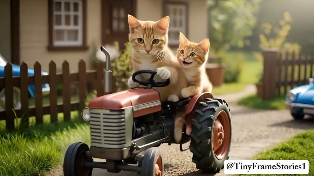 Mama Cat Trims Fur on the Farm and Makes Tiger Hat For Kittens At Home