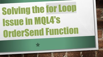 Solving the for Loop Issue in MQL4