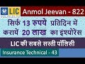 Anmol jeevan  plan no 822  term insurance policy in hindi