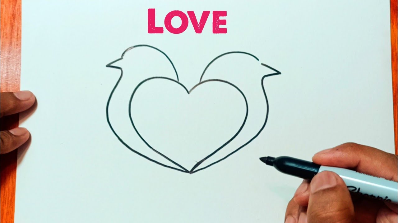 LOVE BIRDS DRAWING – ✨ Santhi's Art and Craft Ideas ✨