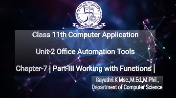 Class 11th CA Chapter-7 | Working with Functions |