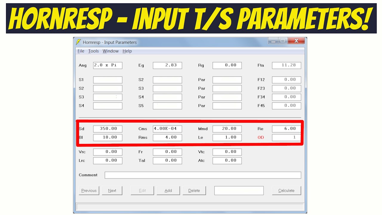 Hornresp Tutorial (Part 1) :- How to Input Driver/Subwoofer TS ...