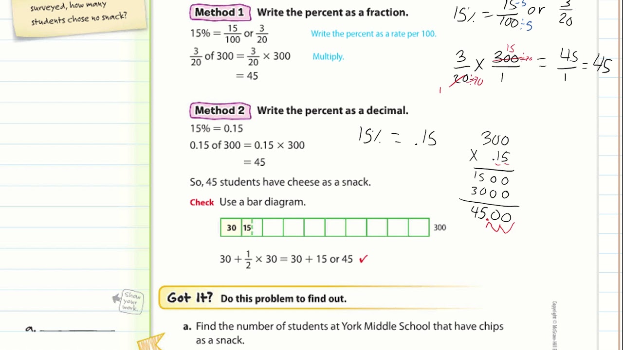 lesson 7 homework practice percent of a number answer key