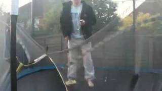 My little brother does a backflip on the trampoline