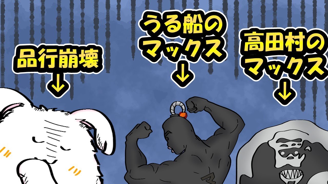 【手描きAmong Us】品行崩壊×うる船×高田村のマックスって!?【切り抜き】