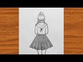 BTS Girl Drawing Step by step for beginners || How to draw BTS Girl backside || Easy Girl drawing ||