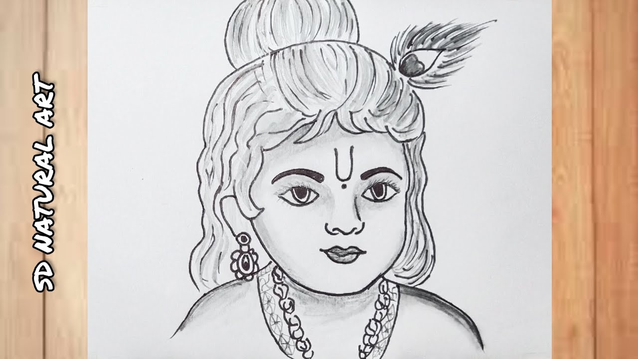 very easy line art bal krishna~krishna thakur drawing/how to draw bal gopal/how  to draw lord krishna - YouTube