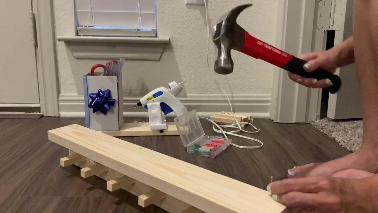 DIY wooden hook rack for beginer YouTube