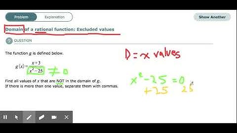 ALEKS - Domain of a rational function: Excluded values
