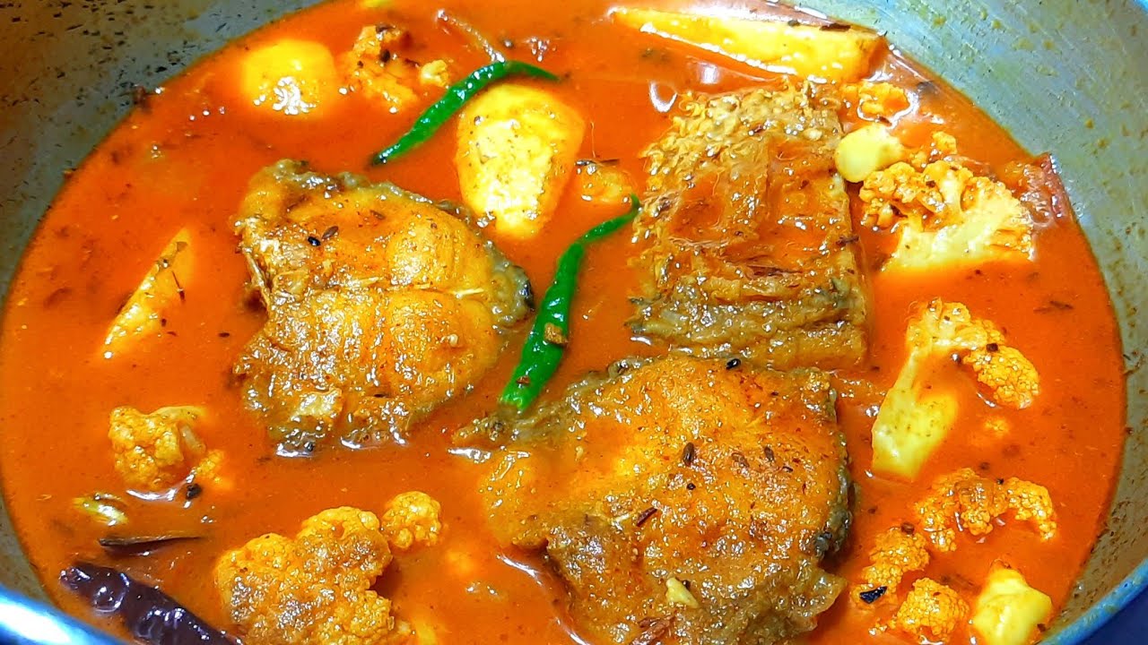 Cauliflower & katla fish Curry recipe |katla fish Curry | fulkopi r katla macher patla jhol recipe