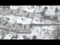 Stolen Train crash into apartments, janitor hijacked train in Stockholm Saltsjöbaden, aerial view.