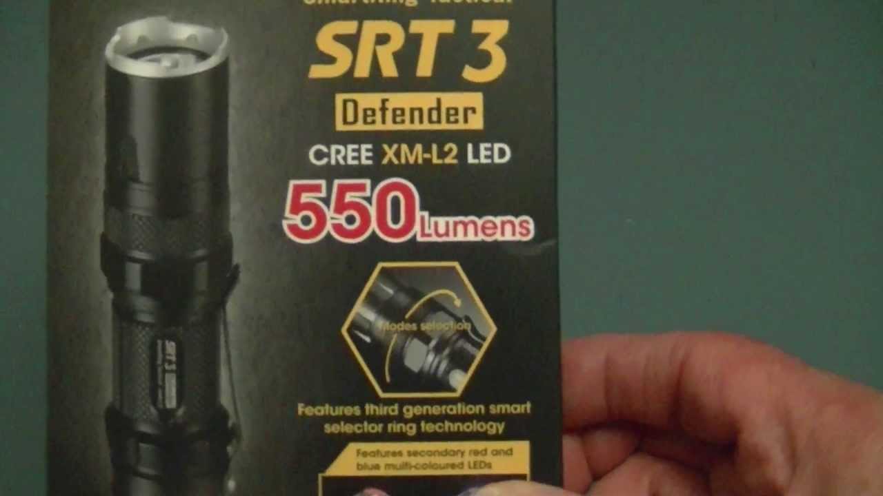 NITECORE SRT3 "Defender" LED Flashlight. CREE XM-L2 LED. - YouTube