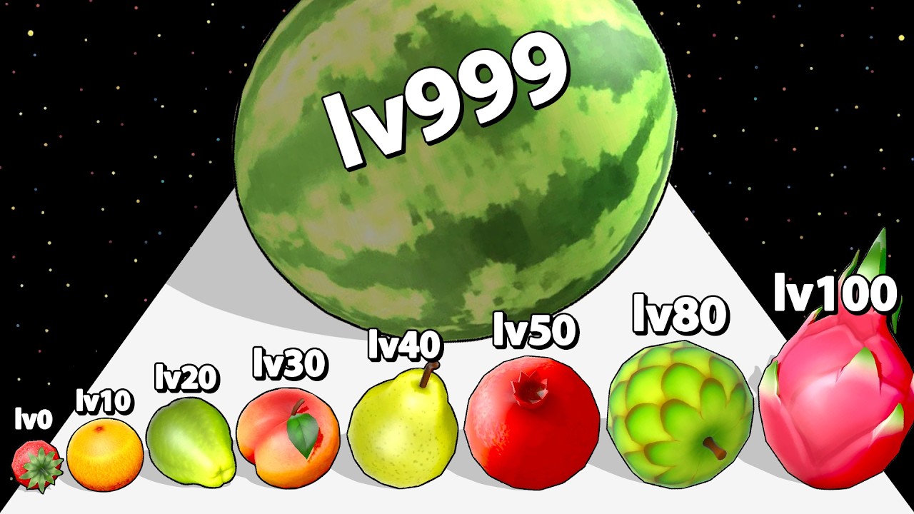 FRUIT RUSH 3D - Level Up Fruit Max Level Watermelon (Satisfying