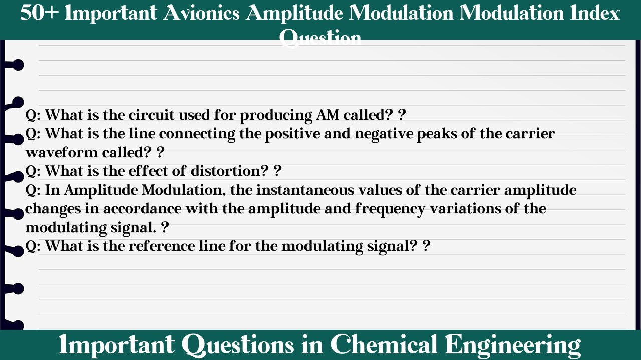 MCQ Questions Avionics Amplitude Modulation Modulation Index with ...