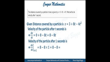 The velocity of a Particle after 1 second - Applications of Derivatives - Class12 Mathematics