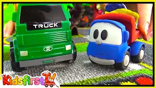 Toy Trucks Playground: Real Life TOYS! Leo Truck in Construction Site Games!