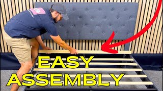 SHA CERLIN Bed Frame Button Tufted Headboard Assembly