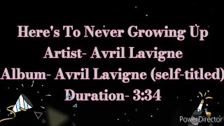 Here's To Never Growing Up by Avril Lavigne (Clean lyric video)