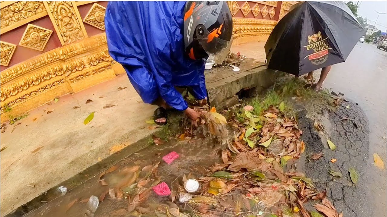 Remove Trash And Debris Clog Drain Water On Road Street After Heavy ...