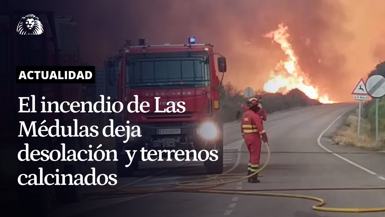 El viento aviva un torbellino de fuego en Las Médulas y deja cuatro heridos