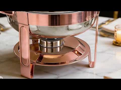 🍽️ 4-Pack Rose Gold Chafing Dishes – Elegant Buffet & Catering Set!