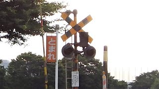 【踏切】会津鉄道　遮断かんが閉まる速度が速い踏切 (Railroad crossing in Japan)