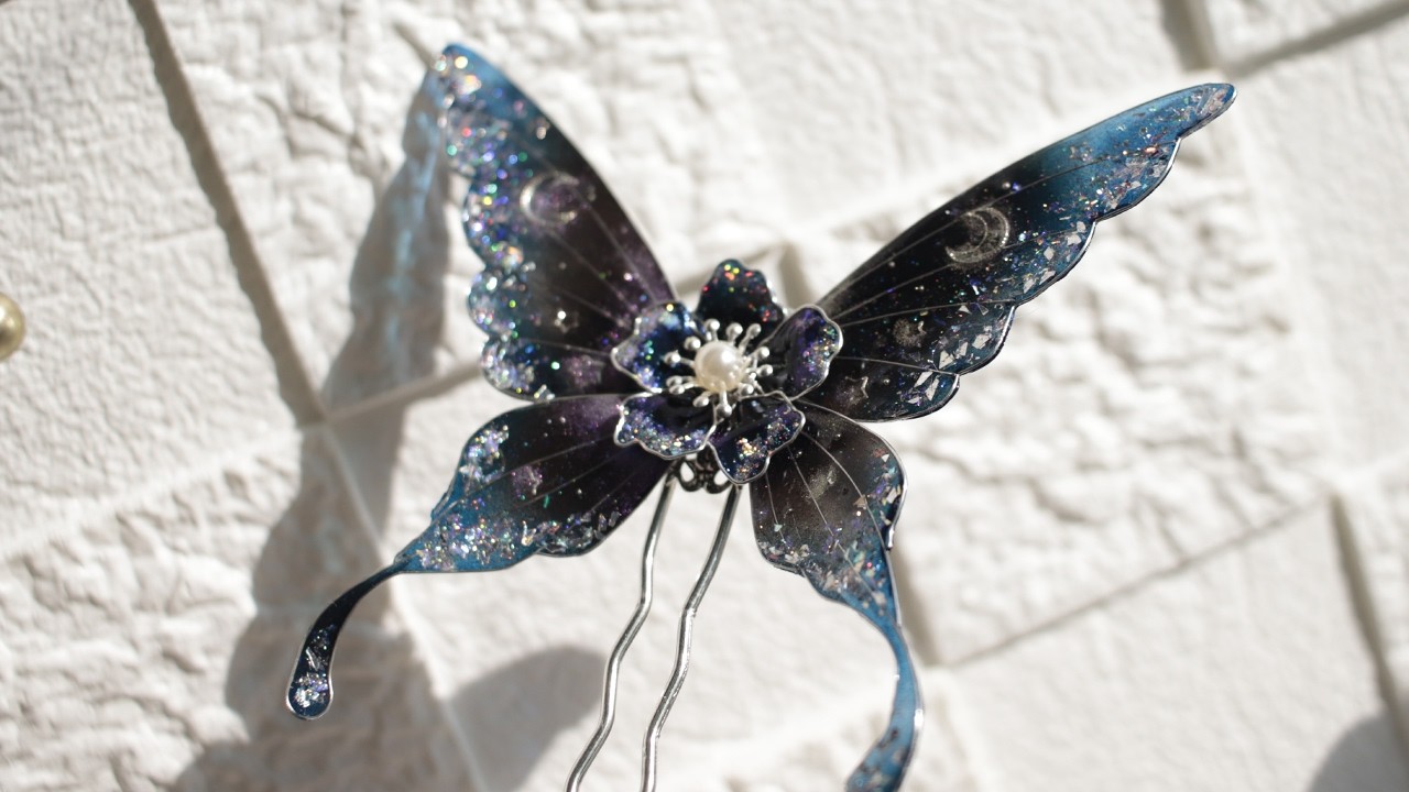 [레진아트] (ENG)🦋밤하늘을 품은 나비 비녀만들기/Making a butterfly hairpin embracing the night sky