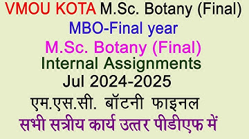VMOU Kota Botany final year assignment July 2024 and Jan 2025