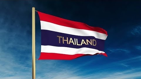 4K Thailand flag slider style with title. Waving in the wind with cloud background animation Stock