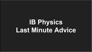Celebrity IB Physics Last Minute Tips/Advice Profile